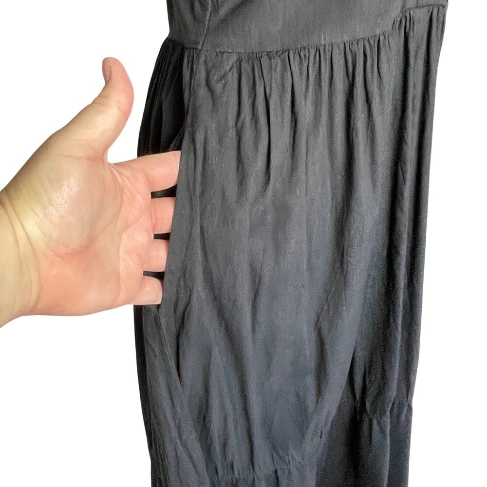 VINCE Black Linen Blend Twist Front Off the Shoulder Midi Dress size 4 - Picture 9 of 10